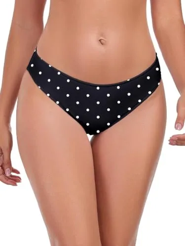 Low Rise Bikini Bottom, Black (black polka dot)