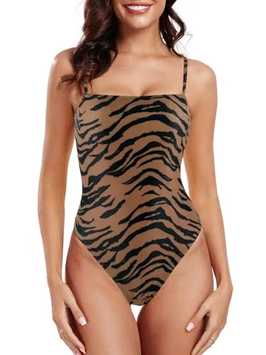 Tummy Control Bandeau One Piece, Zebra