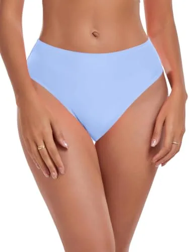 High Waisted Bikini Bottom, Blue (Large)