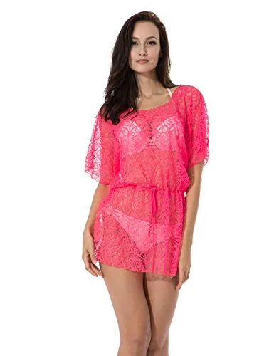 Crochet Cover Up, Neon Rose